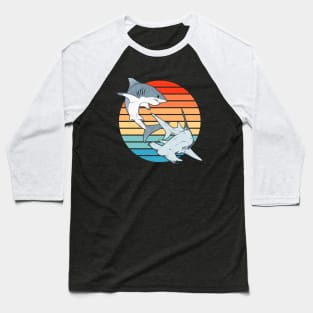 Hammerhead and Great White Shark Baseball T-Shirt